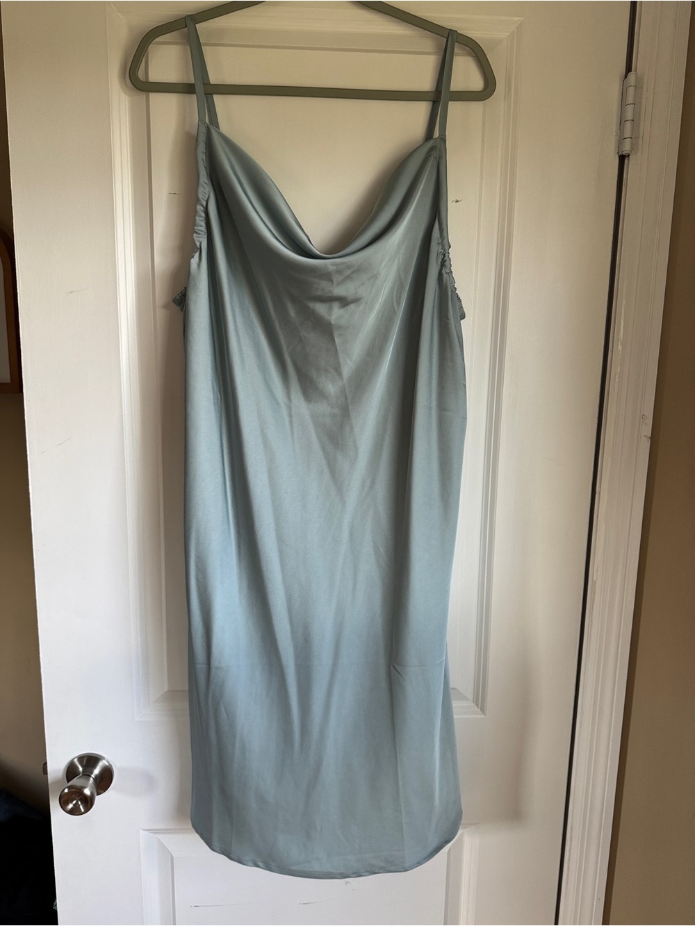 Forever 21 Satin Cowl Neck Slip Dress - Light Blue